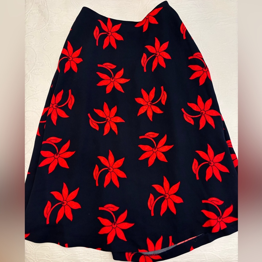 Banana Republic Red A-Line Midi Skirt Casual Resort Wear